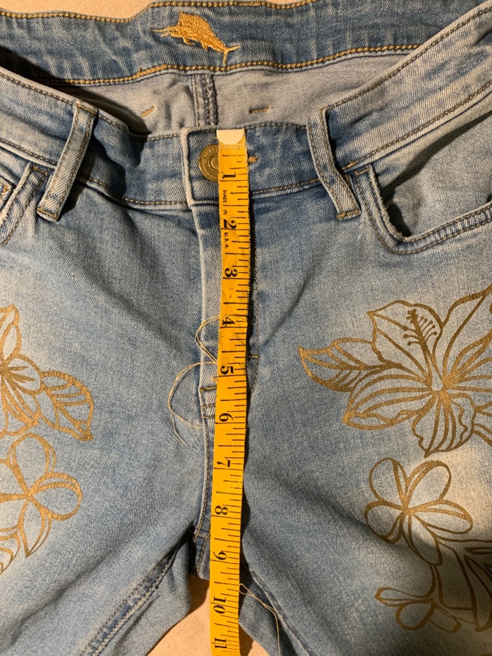 Tommy Bahama Size 27 Tropical Floral Print Skinny Jeans Light Wash Stretch - Picture 13 of 16